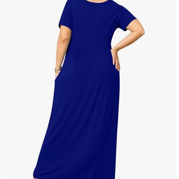 Maxi Dress Summer Casual Short Sleeve Long Dress Plus Size 5X - maternity option - Picture 6 of 7